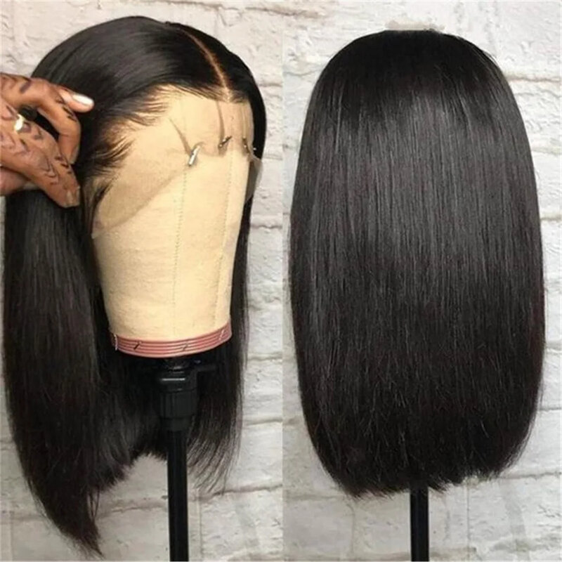 Peruca brasileira Remy Lace Frontal Bob para mulheres negras, perucas de cabelo humano, curto, reto, 13x4, 4x4, frente de renda