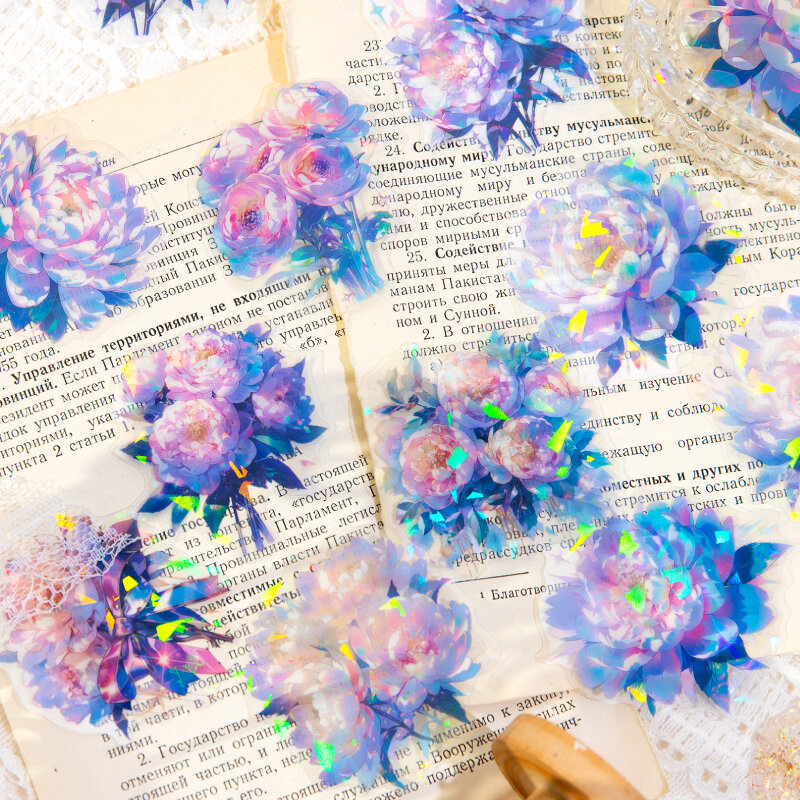 12 Packungen/Los Regenbogen Blumen Serie Retro kreative Dekoration DIY Haustier Aufkleber