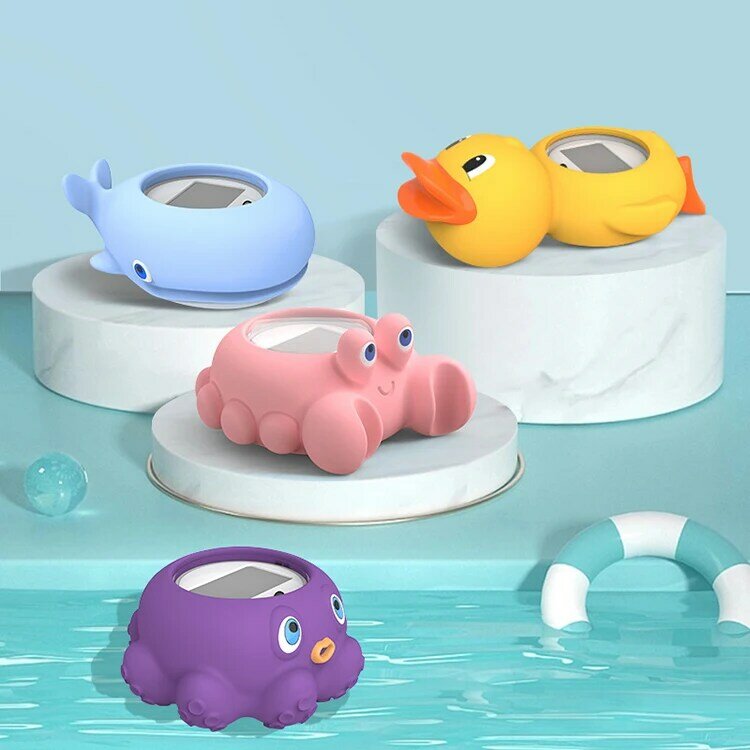 Termometer air kamar mandi anak-anak kepiting kecil merah muda bentuk hewan lucu populer untuk mandi bayi
