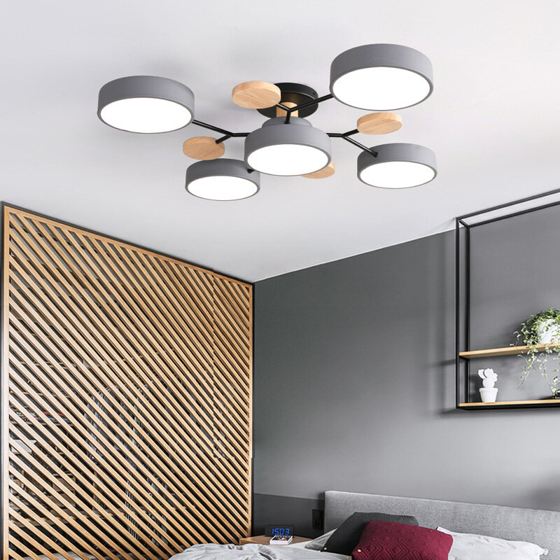 Потолочная люстра в скандинавском стиле для гостиной, настенная деревянная лампа для спальни, коридора, кухни, столовой