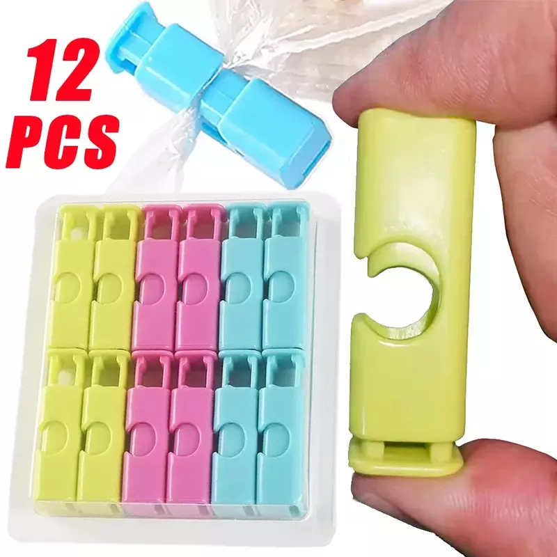 12/1Pcs Food Sealing Clips Bread Storage Bag Clips For Snack Wrap Bags Spring Clamp Reusable Kitchen Organization Sealing Clamp
