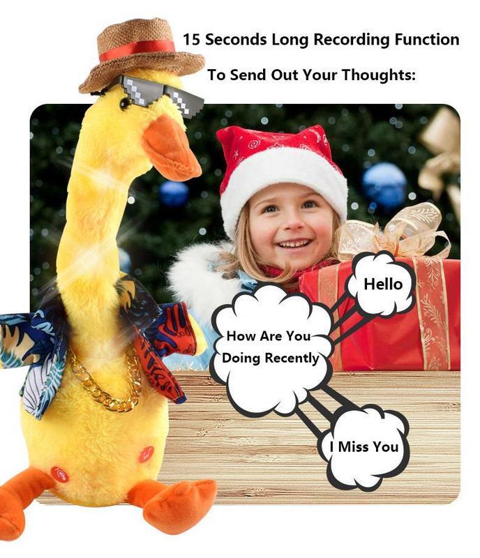 Juguete parlante de pato bailarín encantador, muñeco de repetición de sonido, lindo pato, juguetes educativos para niños, decoración de fiesta en casa
