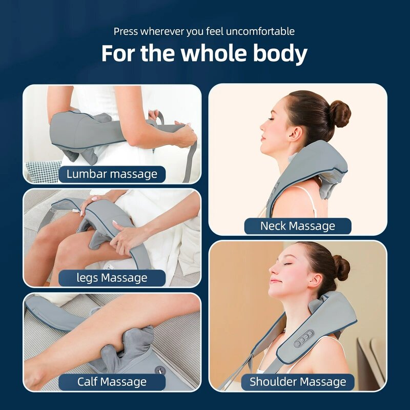 Foreverlily-Massageador sem fio pescoço e ombro, Shiatsu Amassar Massageador, Cervical Massagem Relaxante Xale