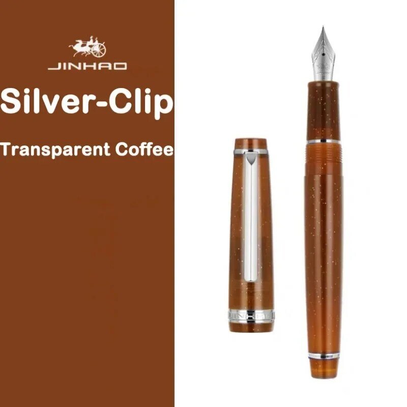 Jinhao-82万年筆、極細ペン先、シルバークリップ、高級、エレガントなペン、筆記、オフィス、学用品、文房具、0.38mm、0.5mm