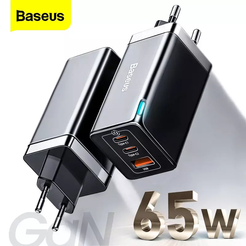 Baseus GaN 65W USB C Charger Quick Charge 4.0 3.0 QC4.0 QC PD3.0 PD USB-C Type C USBสำหรับiPhone 14 13 12 Pro Max Macbook Pro Air M1 M2
