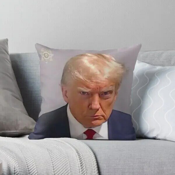 Juste de coussin imprimée Trump Mugshot, canapé confortable, carré, taille de chambre à coucher, voiture, oreillers d'hôtel doux, non inclus d'un côté