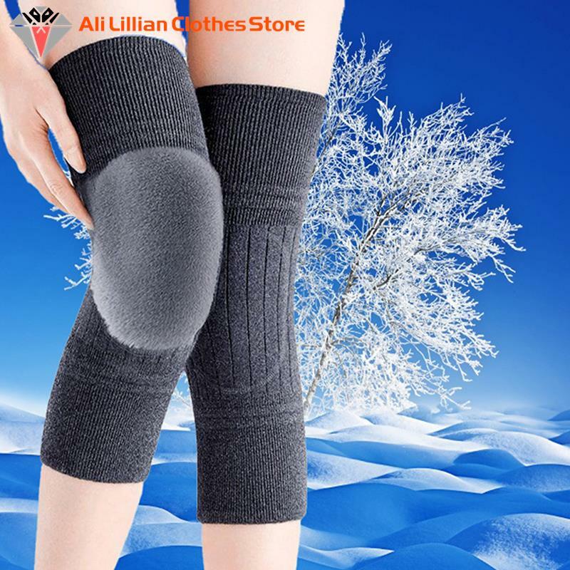 Penahan lutut musim dingin pria dan wanita, 1 pasang pelindung hangat kaki lutut termal untuk nyeri sendi Tendonitis artritis