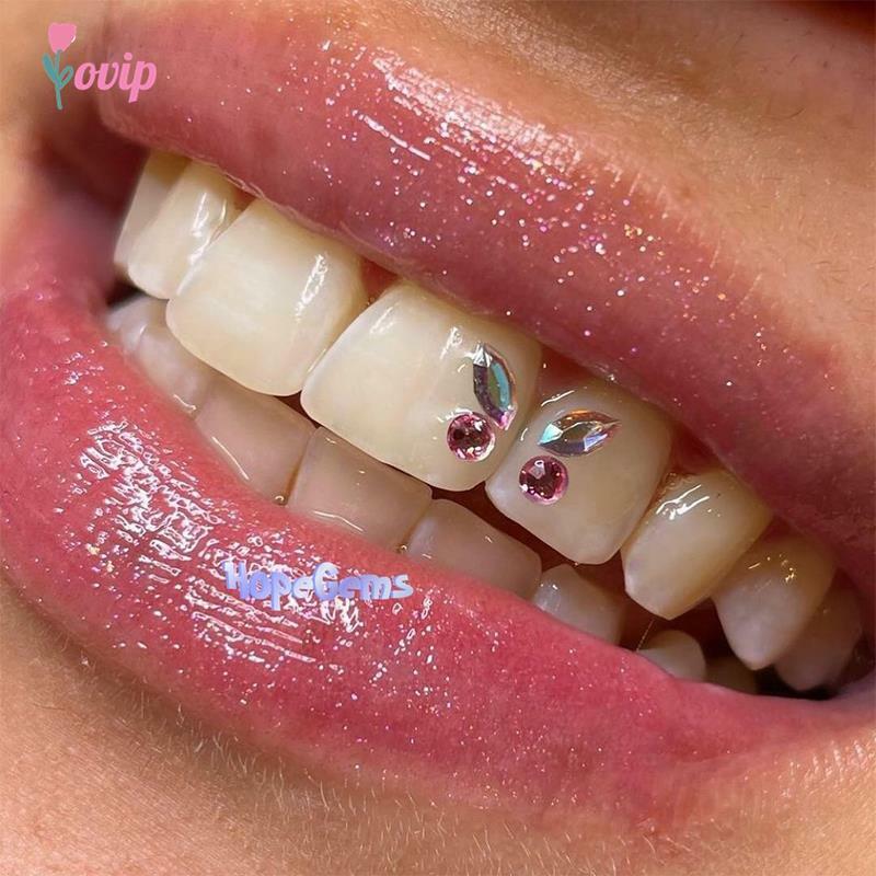 Dente Dental Cristal Gemas, Ornamento De Diamante, Várias Formas, Cor Dentes Jóias, Dentadura Acrílica, 4Pcs por Caixa