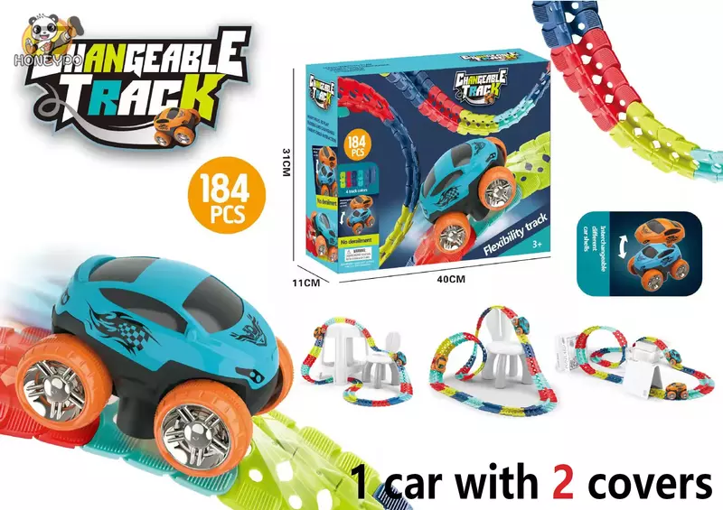 Recarregável LED Light-Up Race Car Set para crianças, Pista flexível para meninos, Anti-gravidade montado presente do carro