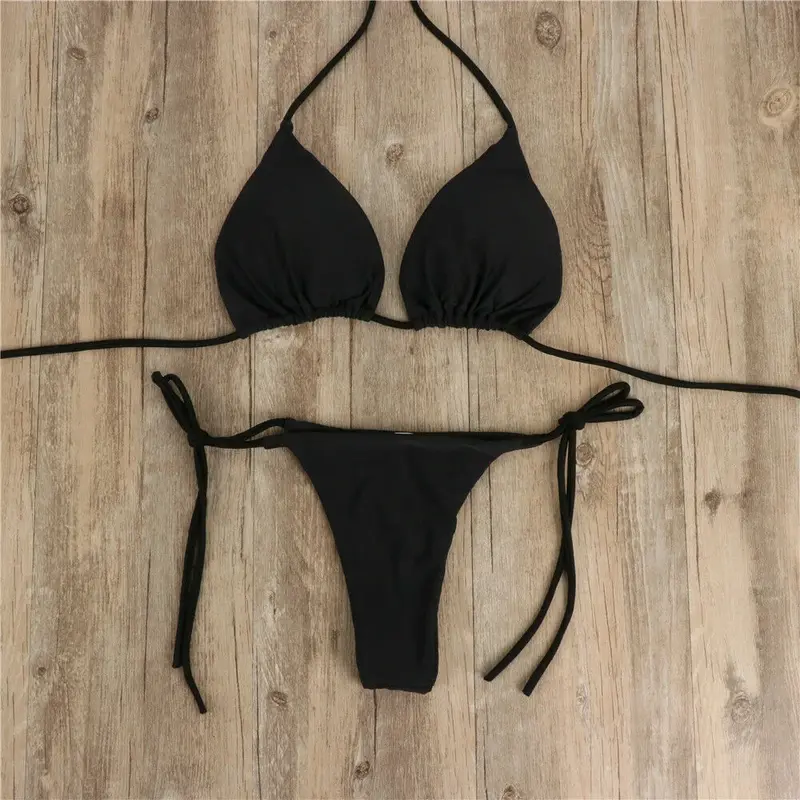 Maillot de bain brésilien sexy pour femmes, bikini, ensemble deux pièces, soutien-gorge push up, style bandage, couleur unie, été, 2024