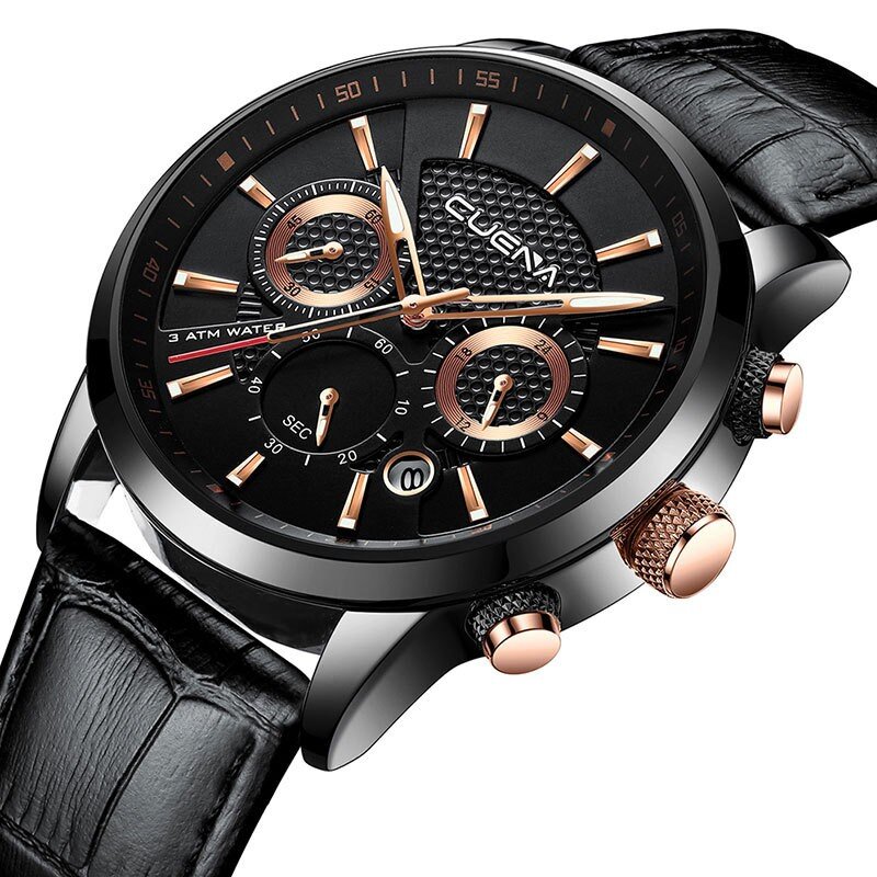Clearance Sale Men's Watches Fashion Leather Strap Calendar Chronograph Business Quartz Watch Waterproof Clock Drop Shipping