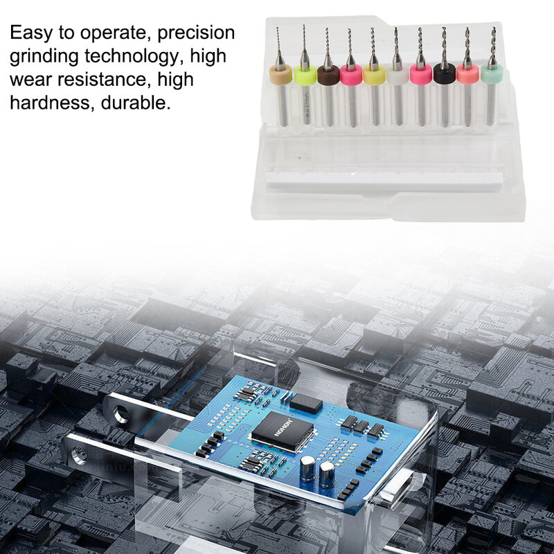 Precision Grinding Tecnologia PCB Drill Bits, Micro Mini Board, carboneto de impressão, CNC, 10pcs, 0, 6, 1, 5mm