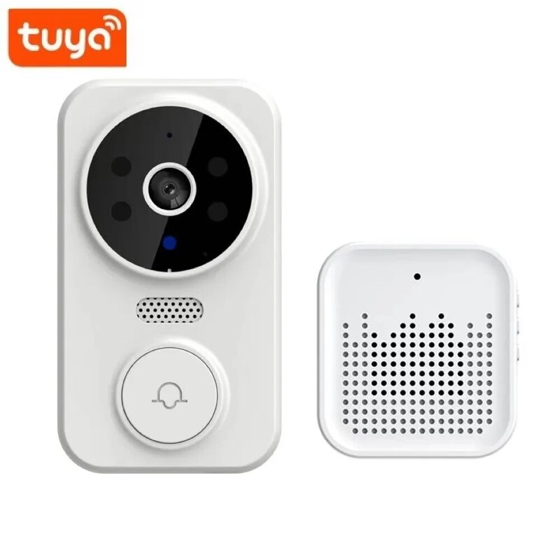 Беспроводной дверной звонок с Wi-Fi управлением через приложение Tuya, бесплатное Облачное хранилище, визуальный домофон с длительным временем работы в режиме ожидания, видеодомофон