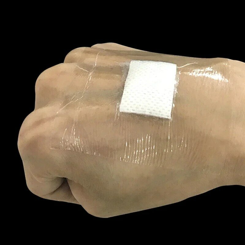 Parches de PU transparentes para curación de heridas, cinta de vendaje impermeable, cuadrada, curvada, grande, 100 unids/lote