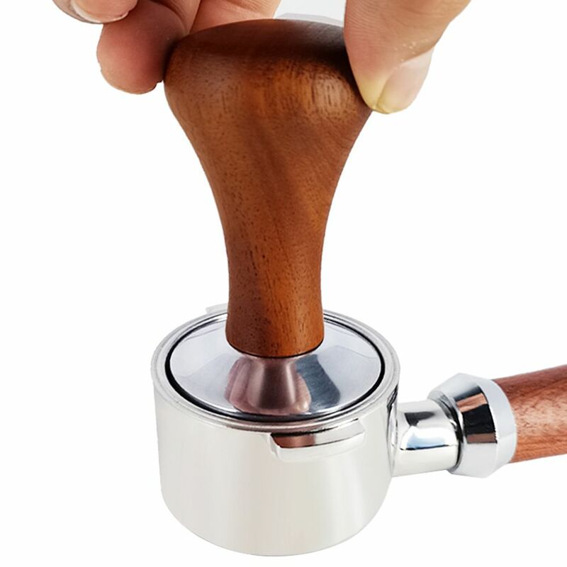Tamper de café Espresso con mango de madera, martillo de polvo, distribuidor de café, 51mm, 53mm, 58mm