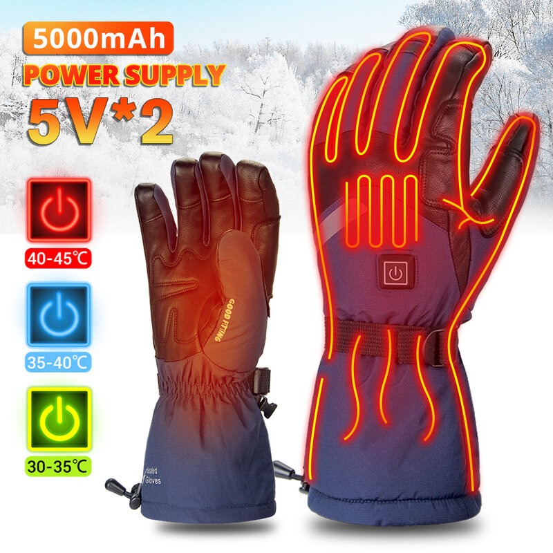 Перчатки с подогревом, электрические теплые перчатки, зимние теплые перчатки для катания на лыжах, сноуборде, охоты, рыбалки, водонепроницаемые перезаряжаемые перчатки с подогревом