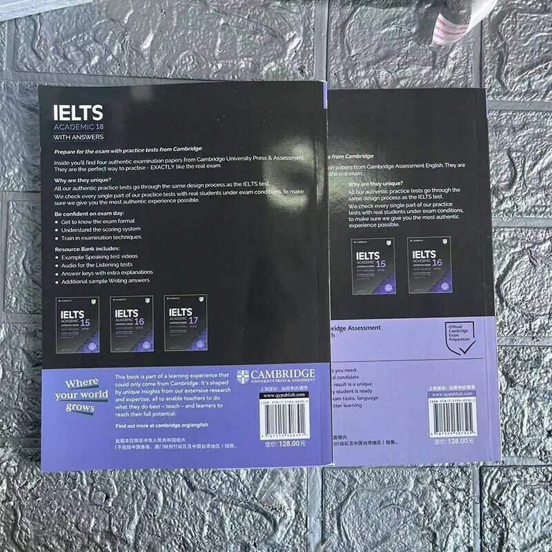 2books Cambridge English IELTS 17-18  Academic Speaking Listening Reading Writing Study Book Workbook Authentic Practice Tests