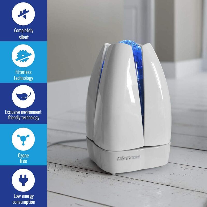 AIRFREE Lotus Filterless Silent Air Purifier - Air purifier for home allergens, bacteria, virus, mold With Multicolor Night