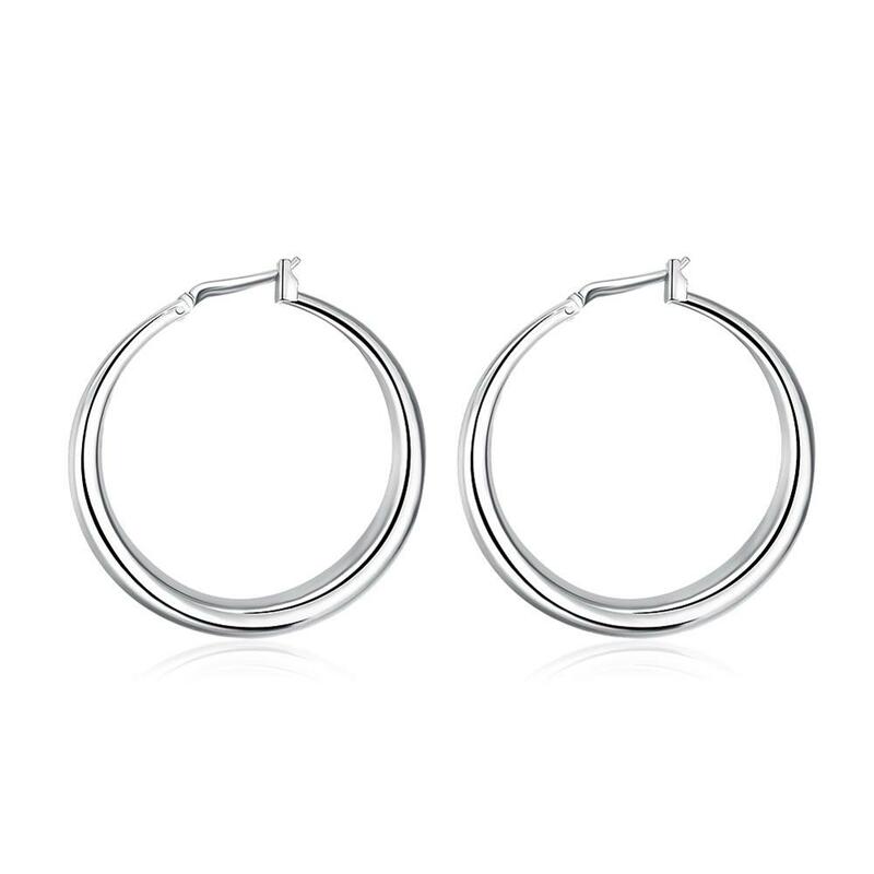 925 prata esterlina círculo liso hoop brincos para mulheres senhora presente moda charme de alta qualidade jóias casamento