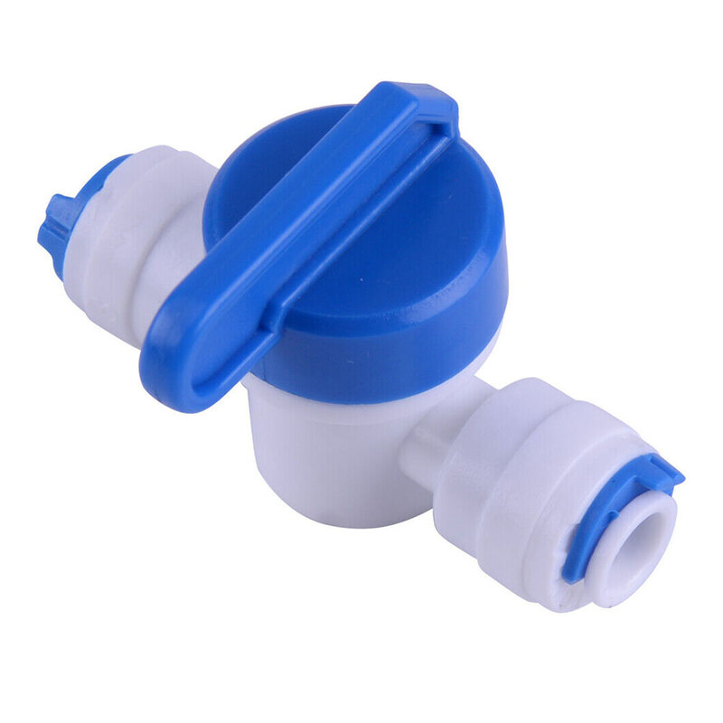 Válvula de bola en línea para purificador de agua RO, Conector de cierre para purificador de agua con válvula de plástico de Color blanco y azul, 5 piezas, 14 pulgadas, 5,3x3,6 cm