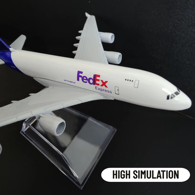 Fedex-Airbus A380 Airlines Boeing, Modelo de Aeronave, Adição Ideal para Qualquer Diecast, Coleção, Escala 1:400
