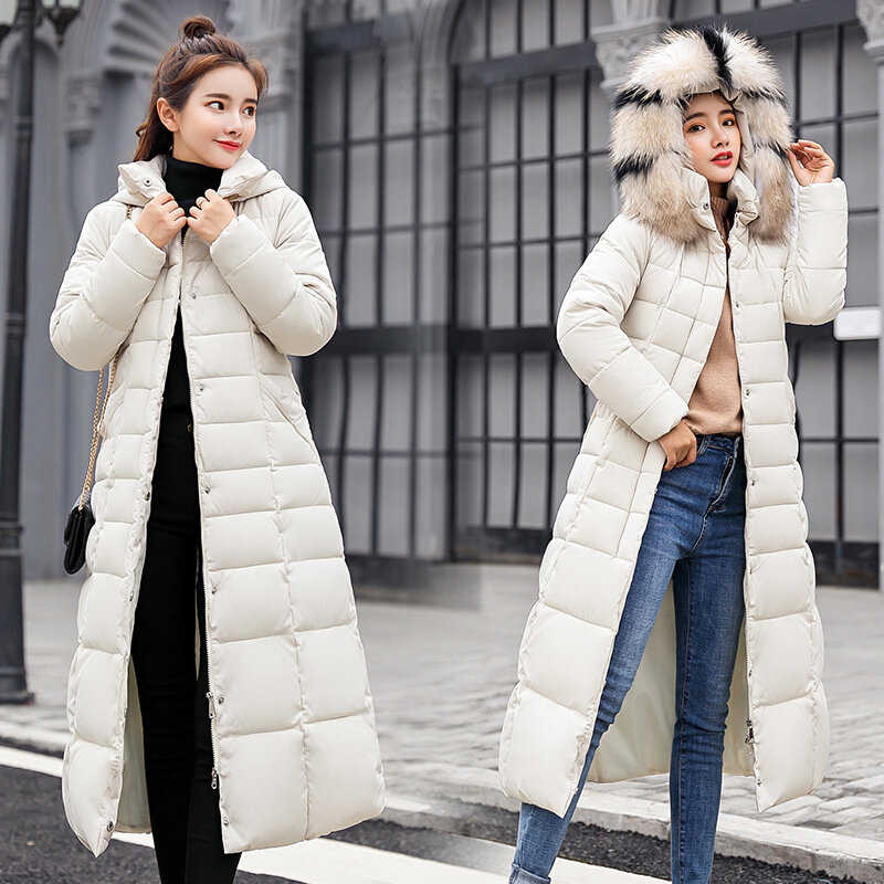 Jaqueta feminina acolchoada de algodão slim fit moda inverno, casacos longos para senhoras, parca grossa quente, jaquetas nova chegada, 2024
