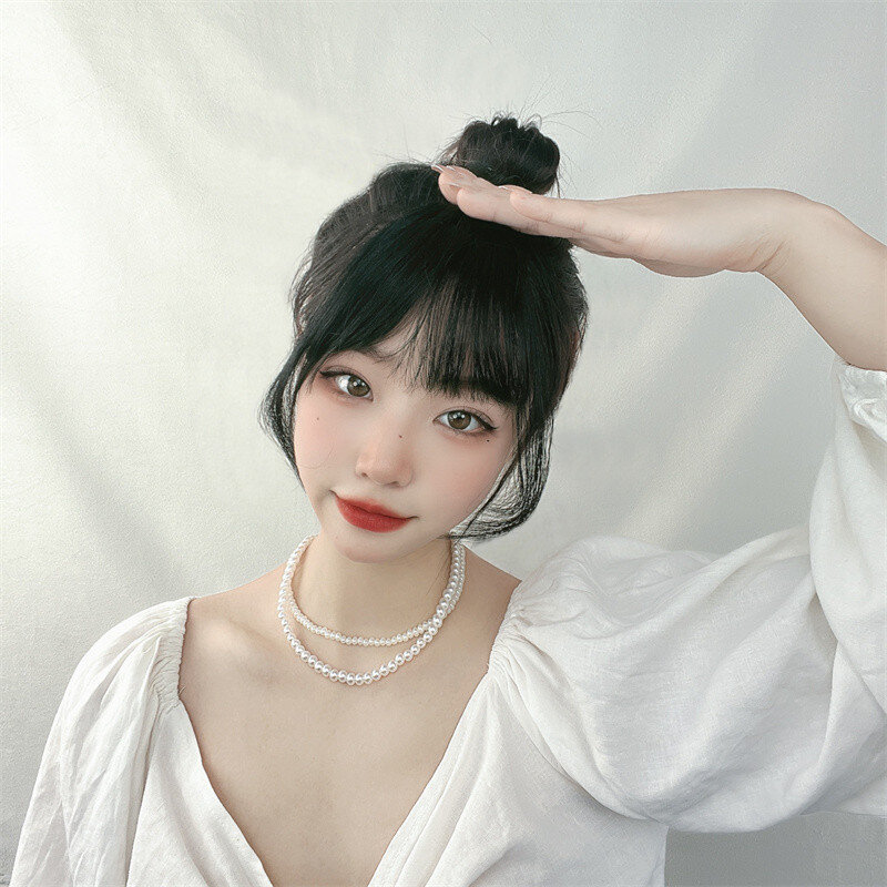 Perruque de réparation qualifiée ale de bande de simulation de cheveux noirs féminins, pièce de perruque, Liu Hai