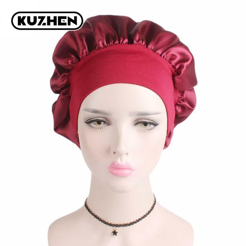 Solid Satin Bonnet Hair Styling Sleep Hat Wrap Shower Cap strumenti per lo Styling dei capelli