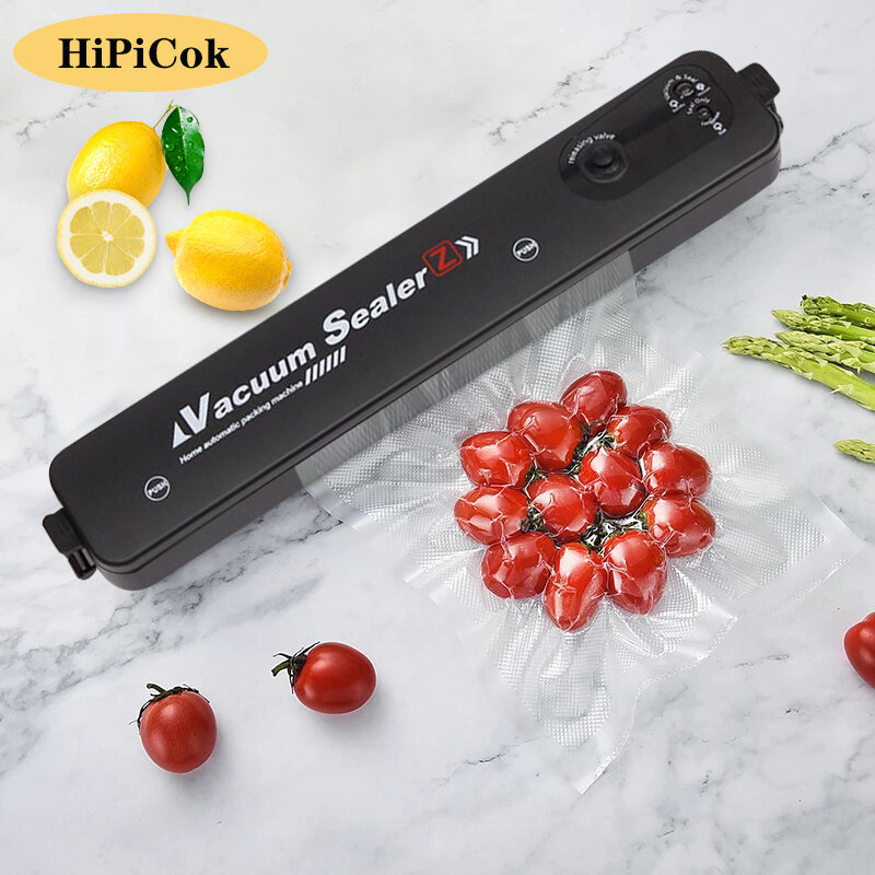 HiPiCok Vacuum Sealer Packaging Machine 220V Household Electric Food Vacuum Packer Film Sealer Including 10Pcs Food Vacuum Bags