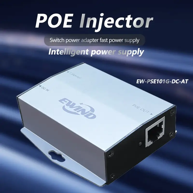 Ewinner-poe injetor 10/100/1000mbps, compatível com iee802.3af/at/bt, alimentação de porta única para saída de dispositivo poe 44v-57v