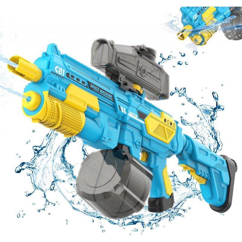 1350CC Large Capacity Electric Water Gun, 50FT Long Range, Auto Suction, Ideal for Summer Beach Pool Outdoor Party, Boy Blue Gif