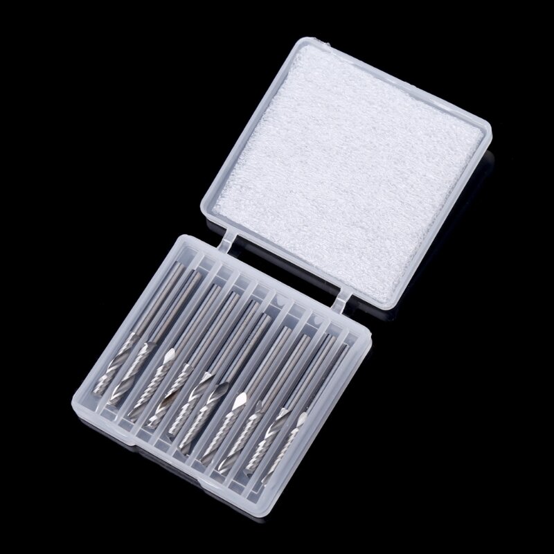 10 Pcs 1/8" Single Flute Spiral Flat Nose End Mill Router Bits 17mm