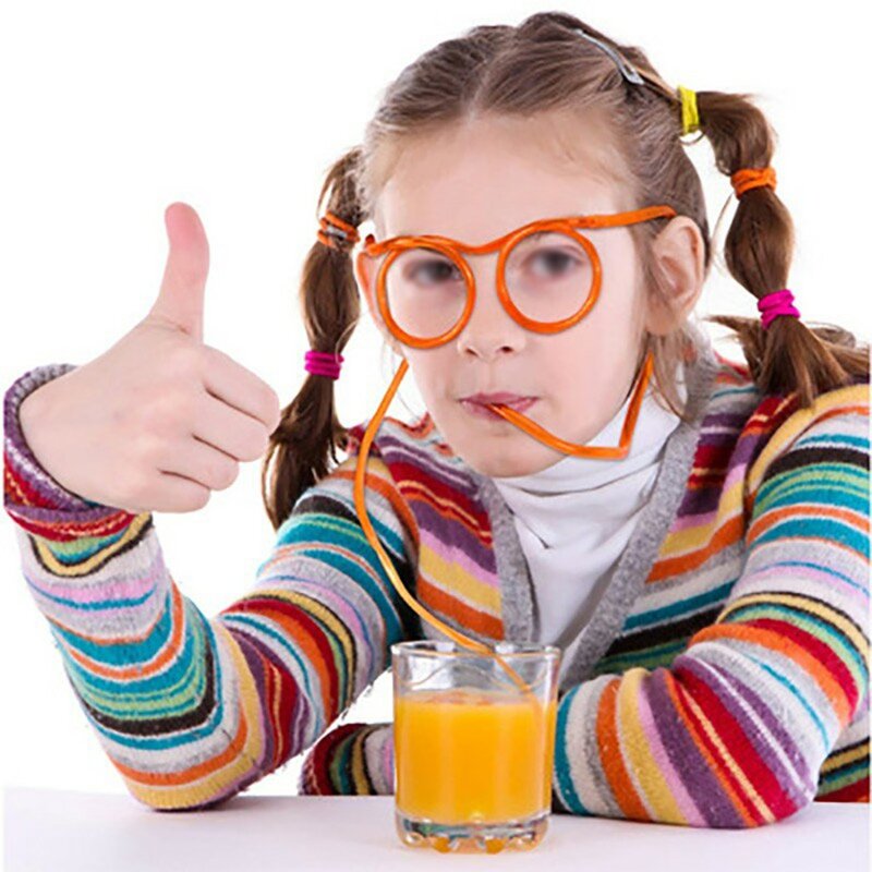 Creative Glasses And Beard Straws Crazy Funny Plastic Art Straws Colorful Art Long Flexible Party Supplies Kitchen Accessories