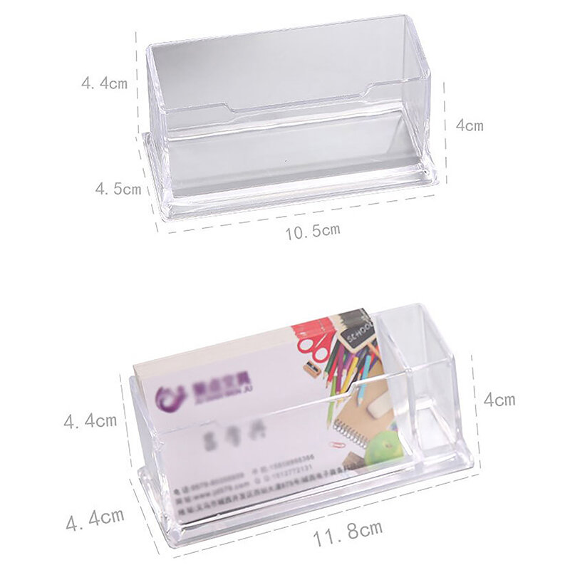 Clear Desk Shelf Box Storage Display Stand Plastic Transparent Desktop Business Card Holder Office Supplies