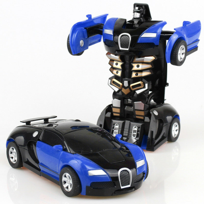 Juguetes de coche de deformación de una tecla, Robot de transformación automática, modelo de coche de plástico, juguetes fundidos a presión, regalos increíbles para niños
