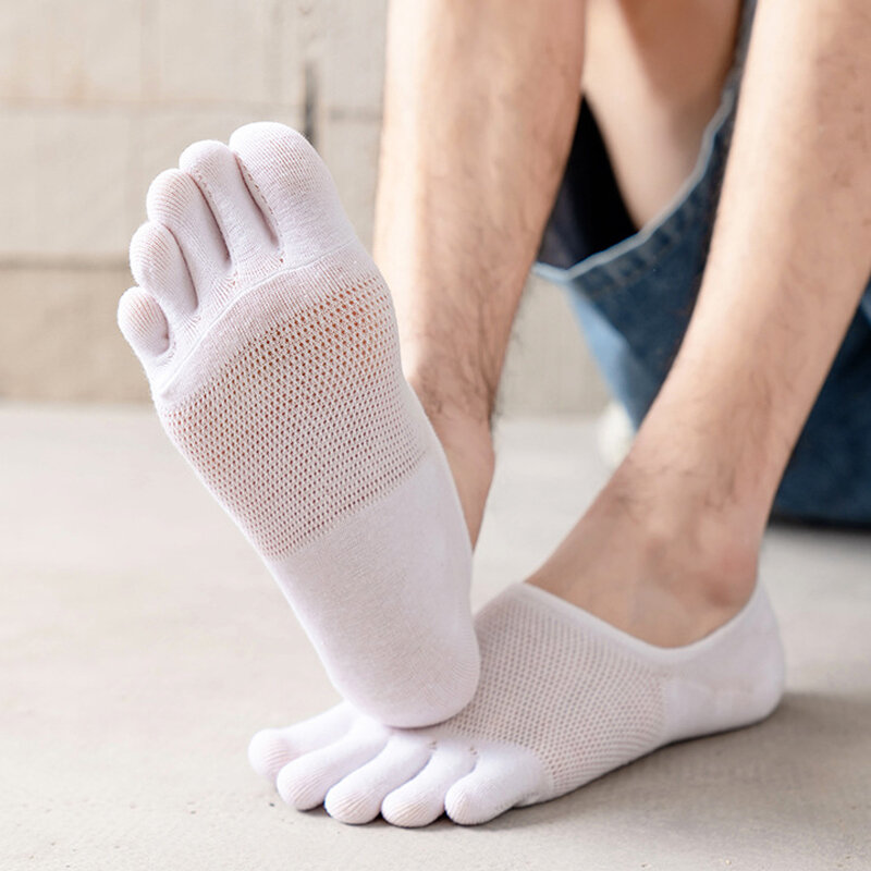 Calcetines invisibles para dedos de los pies, medias de algodón fino, suave, elástico, transpirable, desodorante, 5 pares, Verano