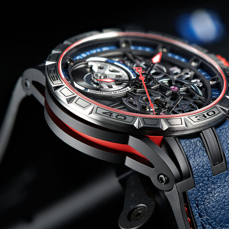 OBLVLO nowy projektant sportowy zegarek dla mężczyzn szkieletowa tarcza stalowa automatyczny self-wiatr zegarki mechaniczne dla mężczyzn gumowy pasek LM