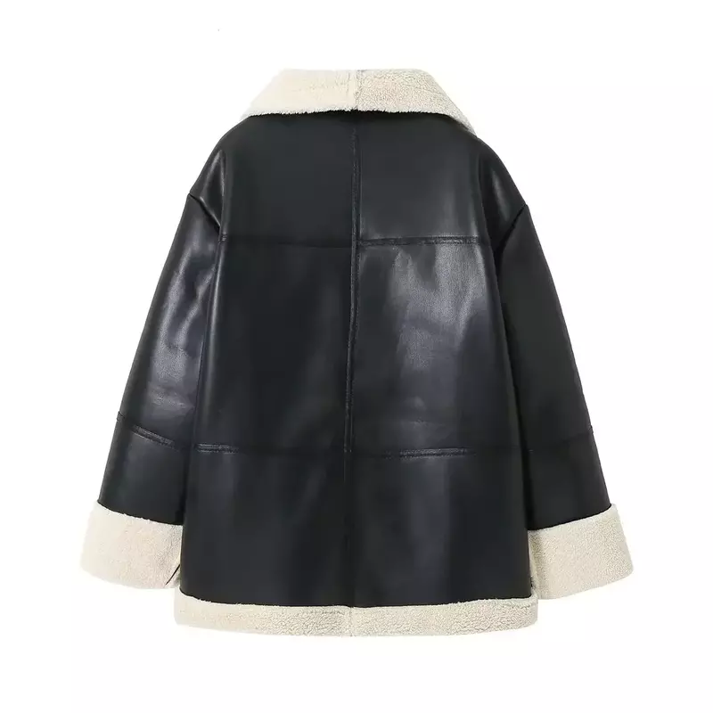Leather Warm Women Suit Blazer Elegant Winter Female Zipper Casual Formal Slim Business Work Wear Office Lady Jacket Coat