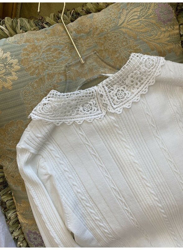 2024 wiosna lato moda damska wysokiej jakości białe swetry z dzianiny z długim rękawem C912