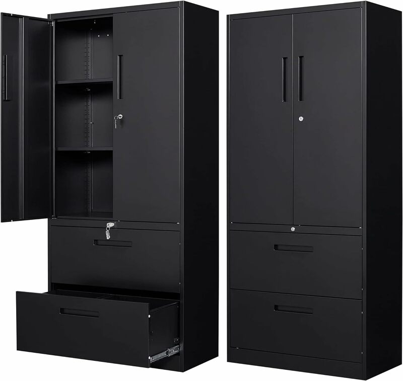 Letaya File Cabinet for Home Office,Metal Storage Cabinets with Lock and Adjust Shelves,2 Drawers Filing Cabinets-Hang