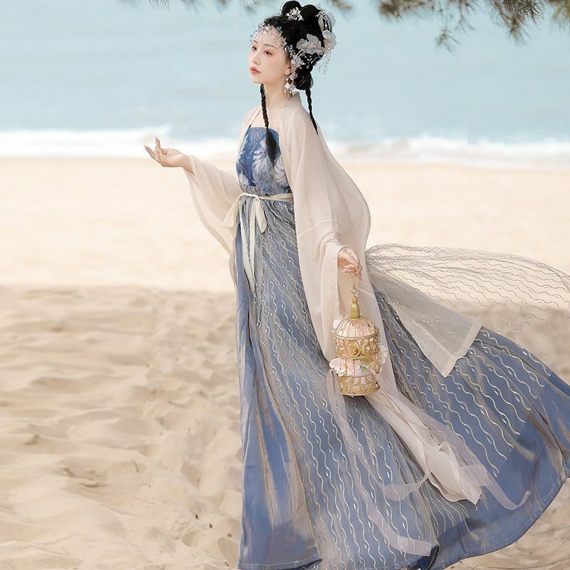 Chinese Traditional Song Dynasty Women Improved Hanfu Elegant Loose Style Daily Long Sleeve Hanfu Cosplay Fairy Costume