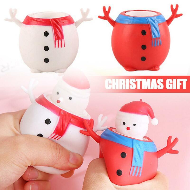 귀여운 크리스마스 장난감 산타 클로스 스트레스 방지 도구, 짜기 소프트 스트레스 해소, 재미있는 피젯 장난감, 어린이 크리스마스 선물