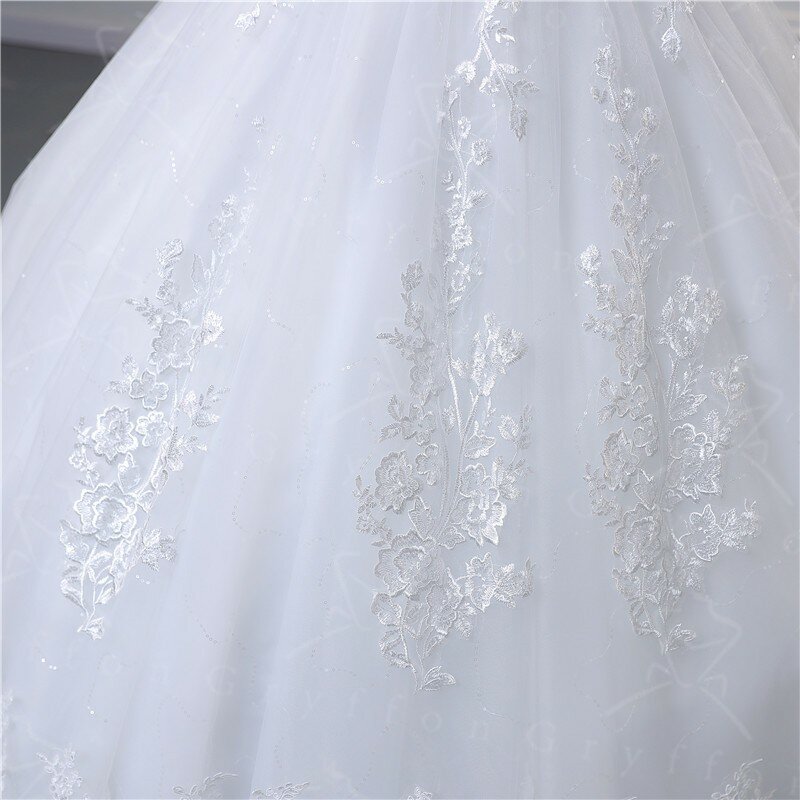 Vestido De Noiva Simple Light Wedding Dress Elegant Lace Boat Neck Luxury Ball Gown Real Photo Robe De Mariee Plus Size