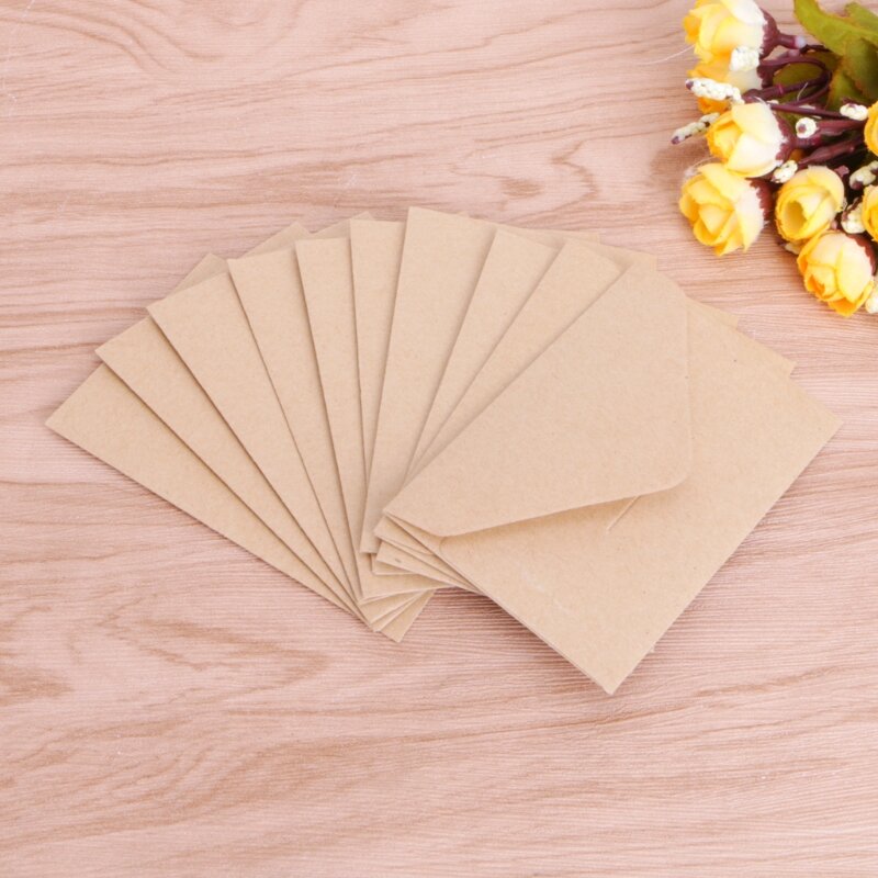 K92F 50 Sheets Vintage Envelopes for 4'' .67'' Cards Wedding Invitation Letter Stationery Paper Bag Wedding Gift Paper Bag