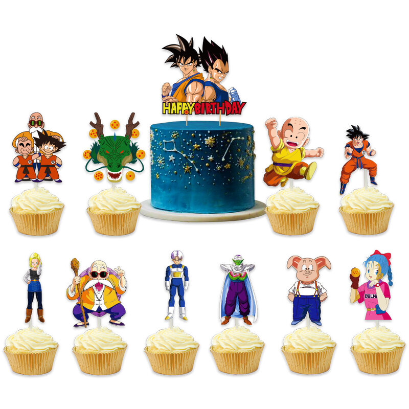 Suministros de fiesta de cumpleaños de Dragon Ball, juegos de mantel de Anime, Pancarta, pastel, inserto, niño, héroe, ventiladores, Baby Shower, decoraciones para fiestas