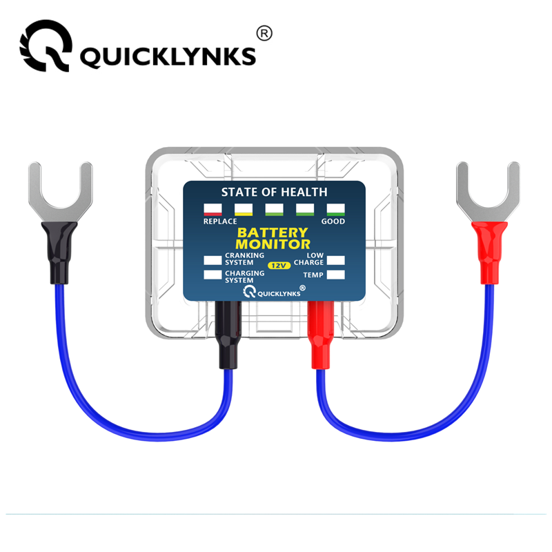 QUICKLYNKS – testeur de batterie LED BM5 12V, tension, plomb-acide, moniteur, analyseur de batterie, charge de batterie de voiture
