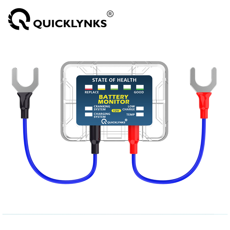 QUICKLYNKS BM5 12V Penguji Baterai LED Volt & Amp Penguji Baterai Asam Timbal Monitor BM5 Penganalisis Baterai Pemeriksa Baterai Mobil Beban