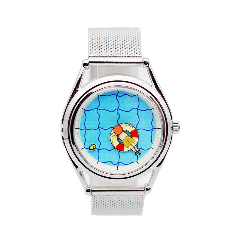 Часы для бассейна с креативным дизайном для отдыха-простой подарок для плавания указатель нейтральный металлический кожаный ремешок