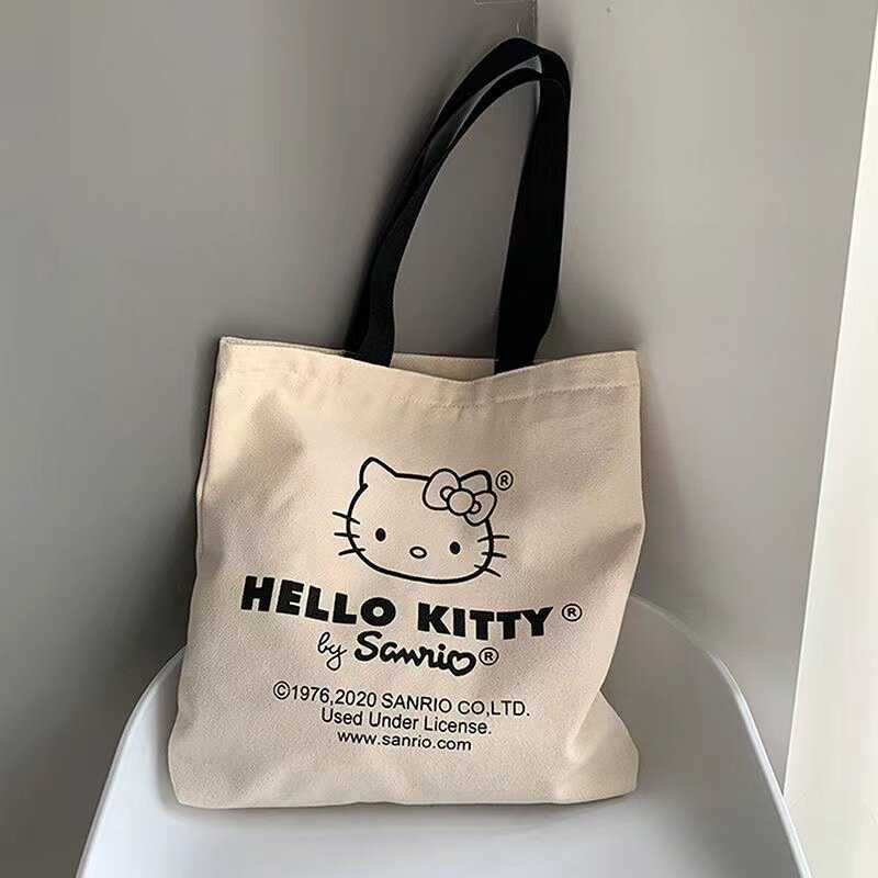 Hello Kitty Sanrio Canvas Bag Kawaii Anime Student Portable Large Capacity Makeup Wash pendolarismo Cartoon Storage Bags regalo per ragazze