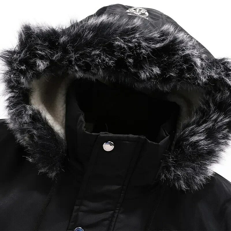 2023 Winter Men's Popular Plush Windproof Warmth and Fashionable Short Outdoor Hooded Motorcycle Cycling Jacket Cotton Jacket